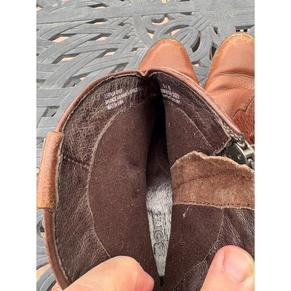 Born Womens‎ Brown Leather Studded Ankle Boots Side Zip Block Heel - Picture 8 of 9